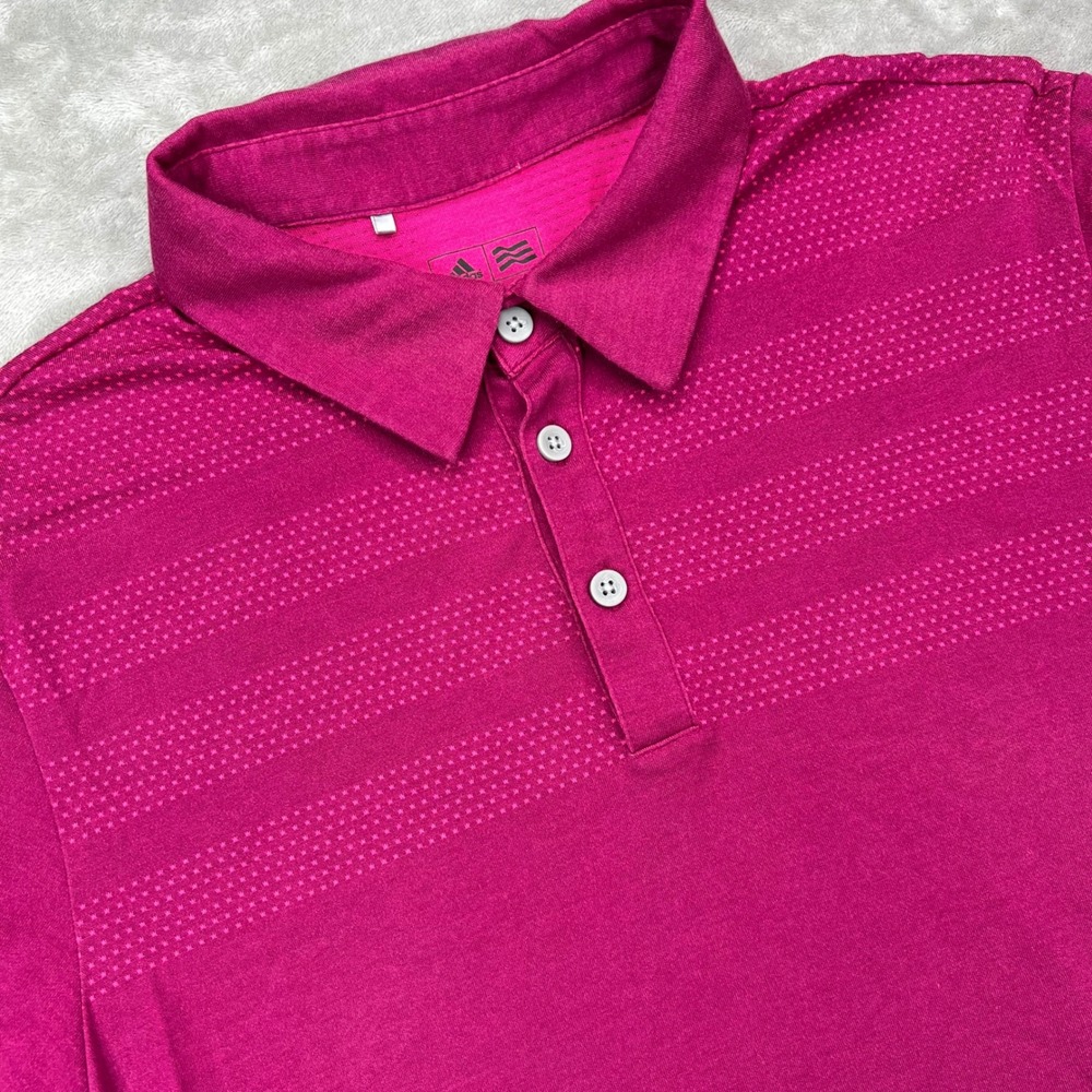 Adidas Climacool‎ Polo Shirt Mens Large Pink Star Pattern Performance Features